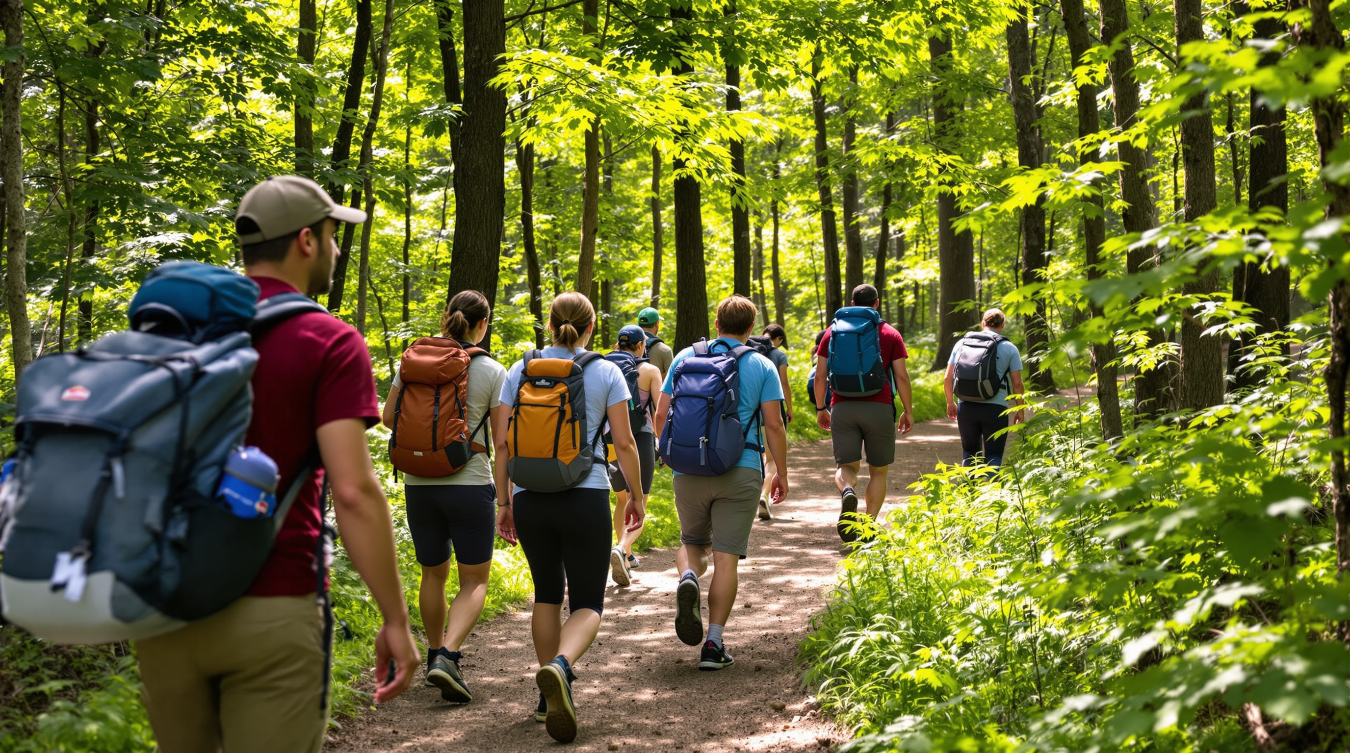 Hiking trail through forest